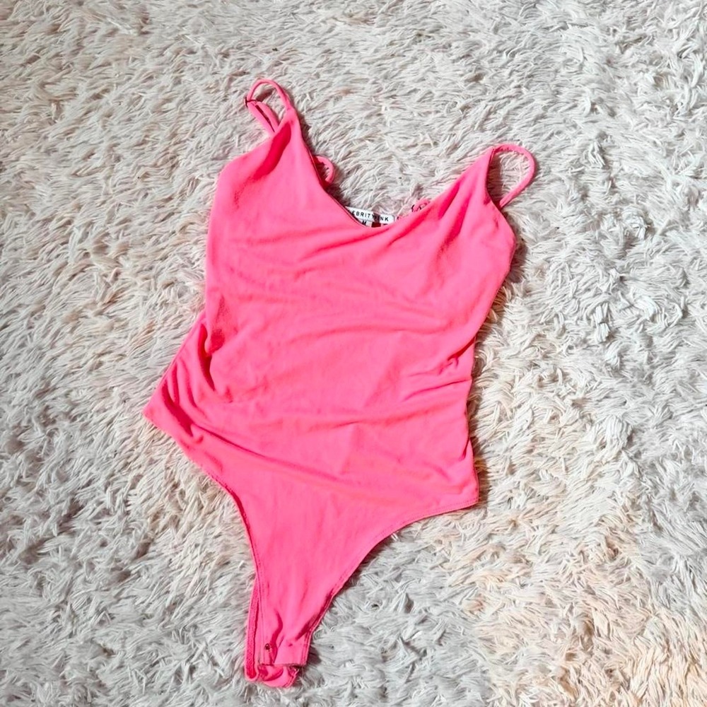 Neon Pink Rave Festival Layering Colorful Scene Core Bold Bodysuit Womens S